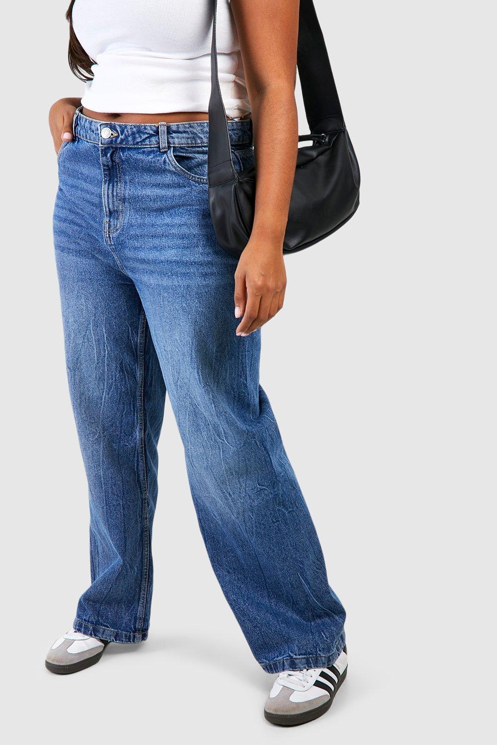 Mid blue outlet straight leg jeans